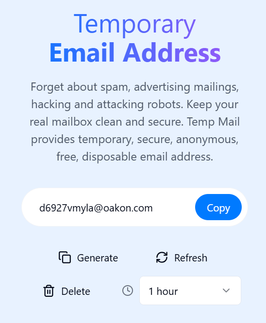 Temporary Email Interface